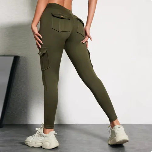 6. High Elastic Fitness Workwear Pants with Pockets for Women