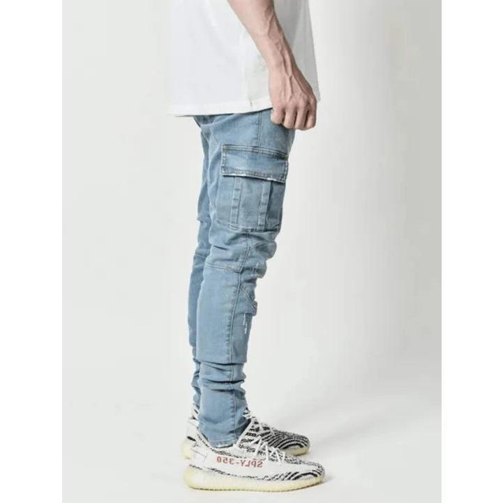 Skinny Jeans with Side Pockets and Feet for Men