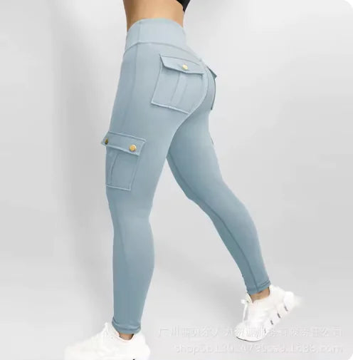 6. High Elastic Fitness Workwear Pants with Pockets for Women