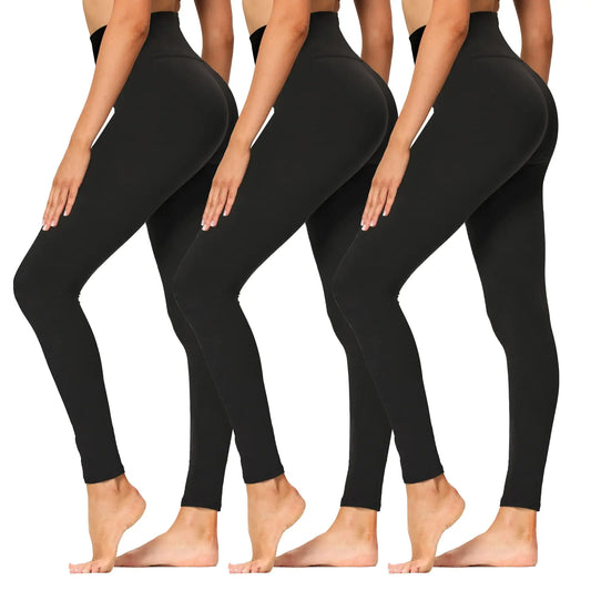 High Waisted Leggings for Women - Soft Athletic Tummy Control Pants for Running Cycling Yoga Workout XX-Large 3 Pack Black, Black, Black